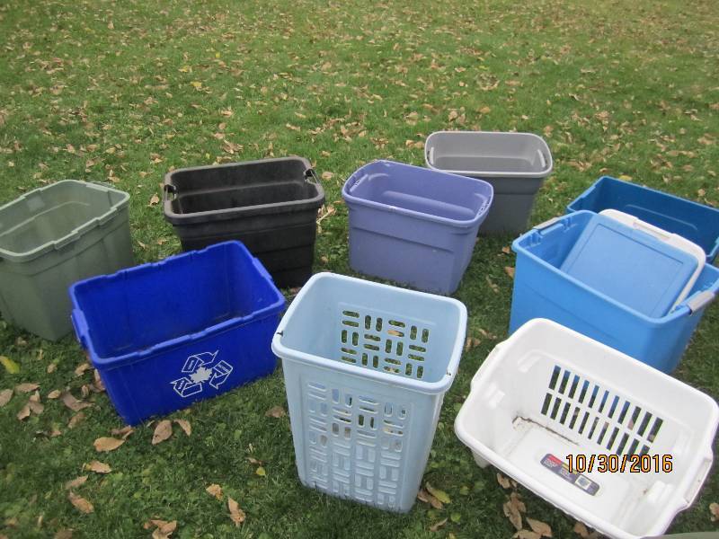 Lot of plastic storage totes...