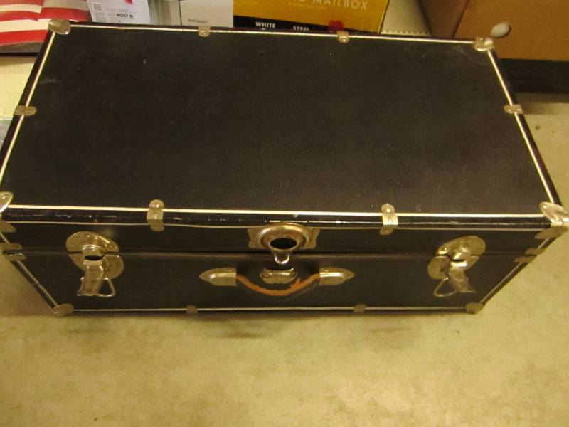 lot 148 image: Old fashioned trunk with latches...