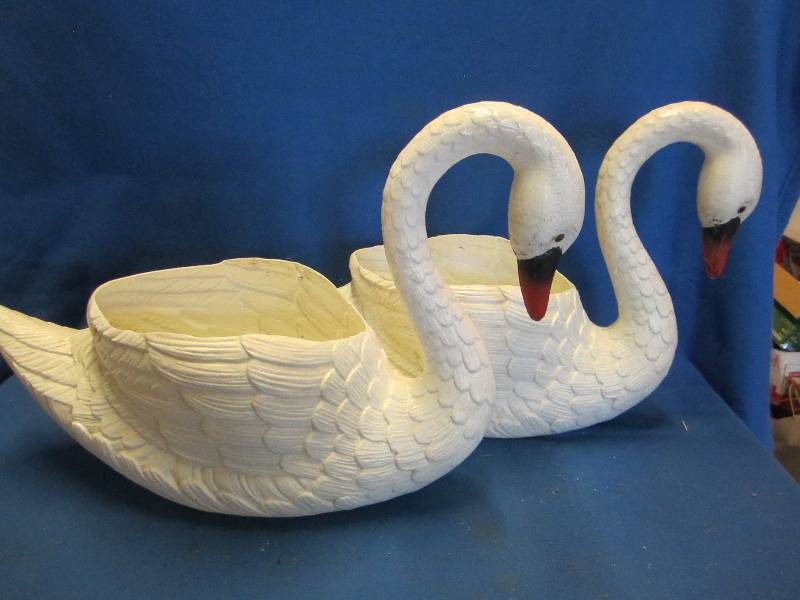 lot 217 image: 2 swan planters...