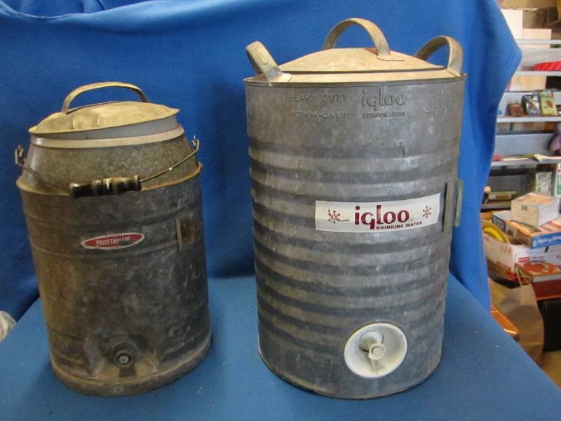 lot 226 image: 2 Metal vintage coolers...