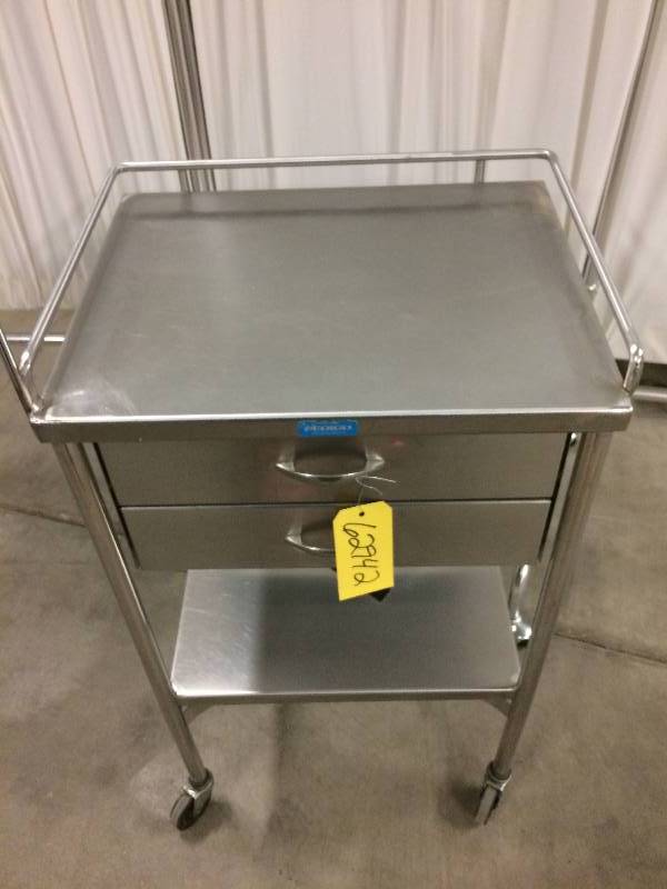 lot 16 image: Pedigo Angioscope Cart With Wheels Silver Great Condition