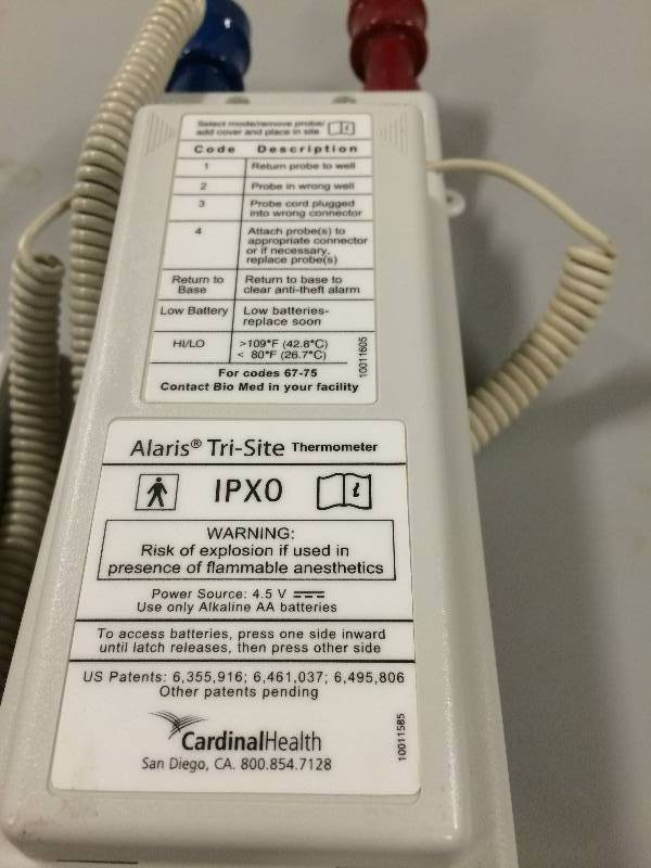 lot 44 image: Cardinal Health Alaris Tri-Site Digital Oral  Rectal Thermometer With Base - Super Condition