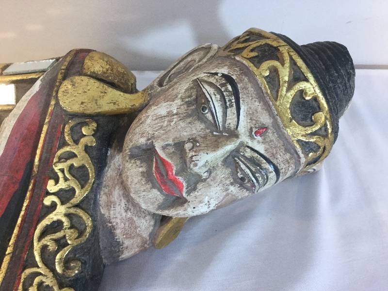 lot 27 image: Large Hand Made Wood Carved Lying Buddha