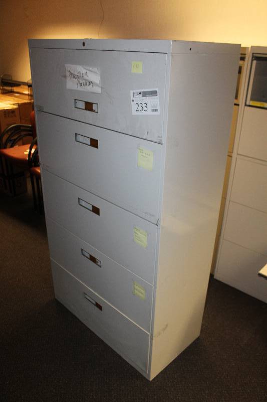 lot 233 image: 5-Drawer Metal Lateral File Cabinet