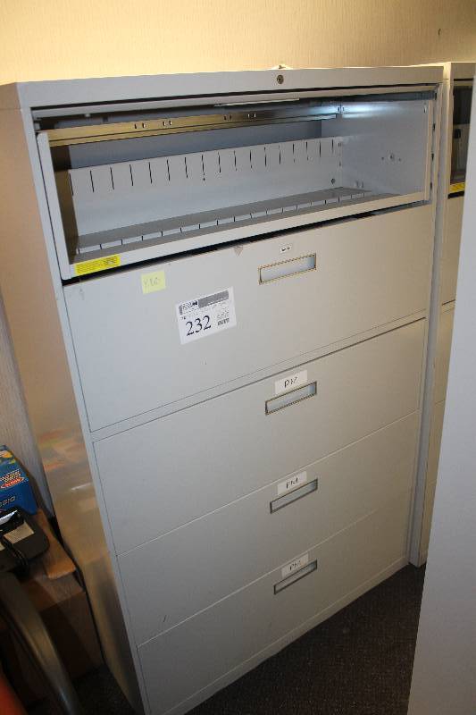 lot 232 image: Lot of (2) 5-Drawer Metal Lateral File Cabinet