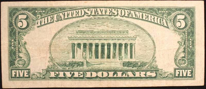 1929 $5 NATIONAL CURRENCY FEDERAL RESERVE KANSAS CITY NOTE VF