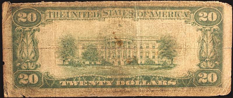 1929 $20 SAINT PAUL MINNESOTA NATIONAL CURRENCY NOTE CHARTER# 203 NET VG