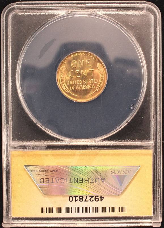 1954-S US WHEAT CENT CERTIFIED MS65 RED BY ANACS