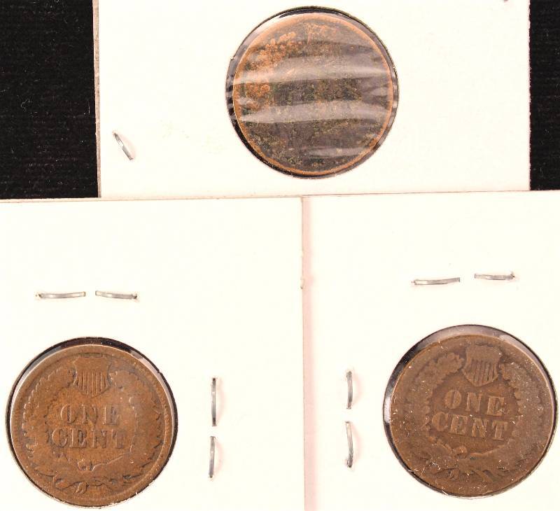 GROUP OF 3 INDIAN HEAD CENTS 1887, 1891 & 1899
