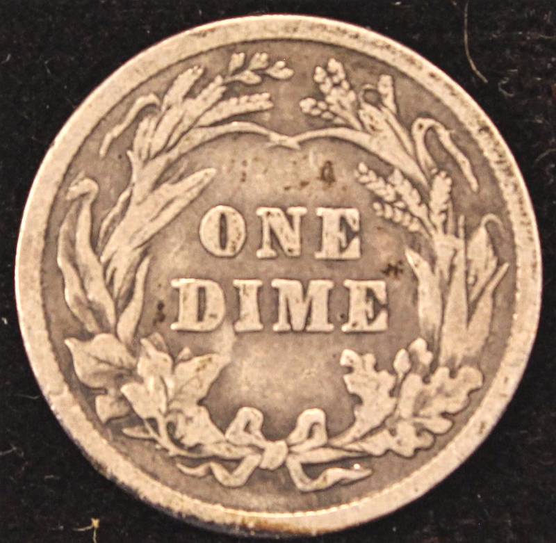 1909 BARBER SILVER DIME FINE