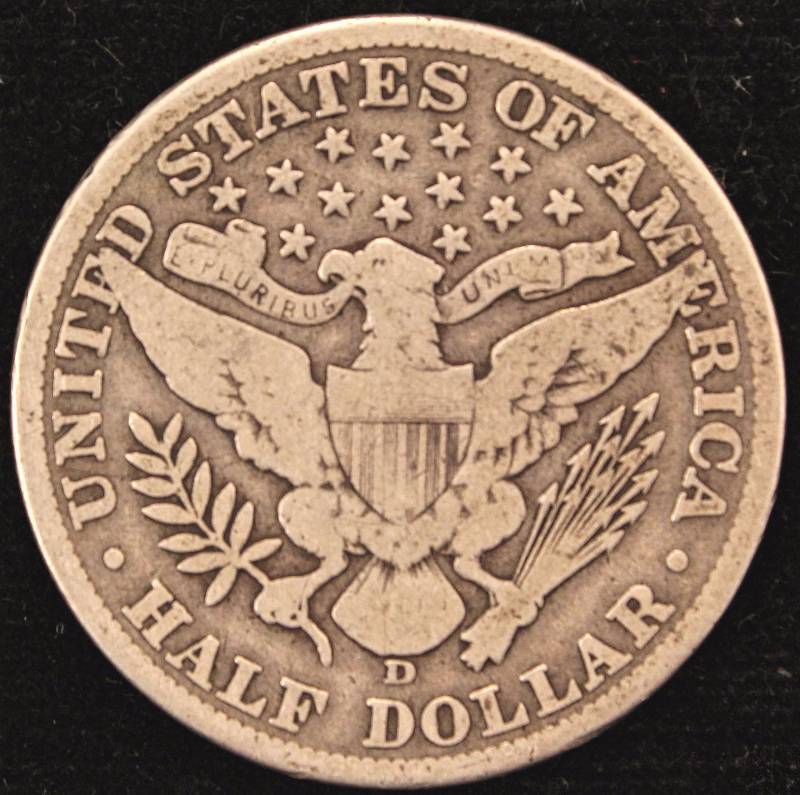 1912-D BARBER SILVER HALF DOLLAR VG