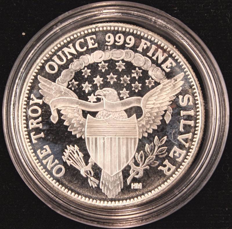 1 TROY OZ. .999 FINE SILVER 1964 KENNEDY DESIGN IN AIRTITE HOLDER