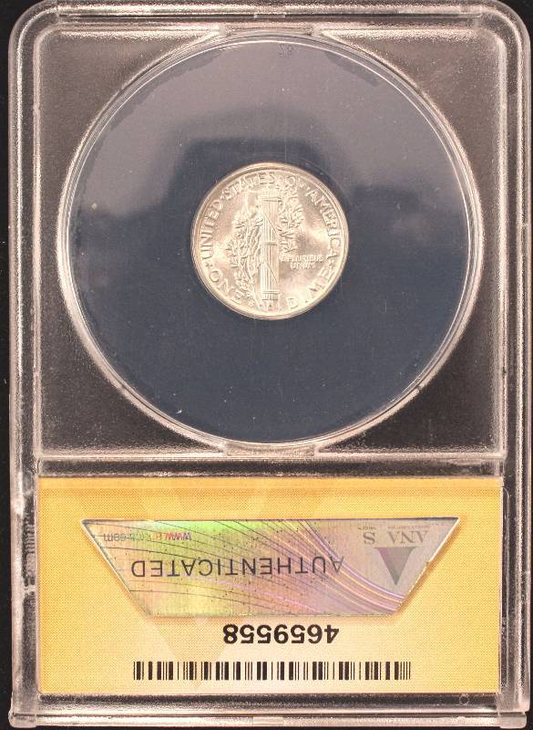 1945-S MERCURY SILVER DIME MS64 ANACS
