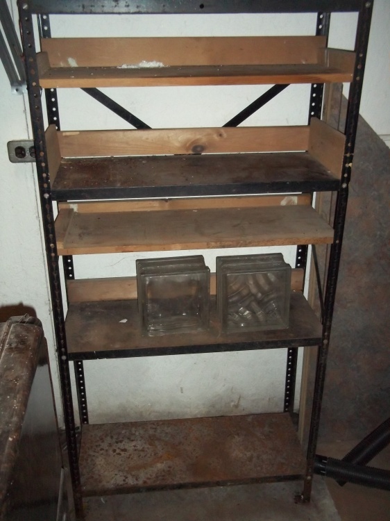 lot 64 image: Metal Shelf with 2 Glass Block