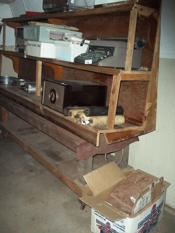 lot 213 image: Big wood bench  does not include contents