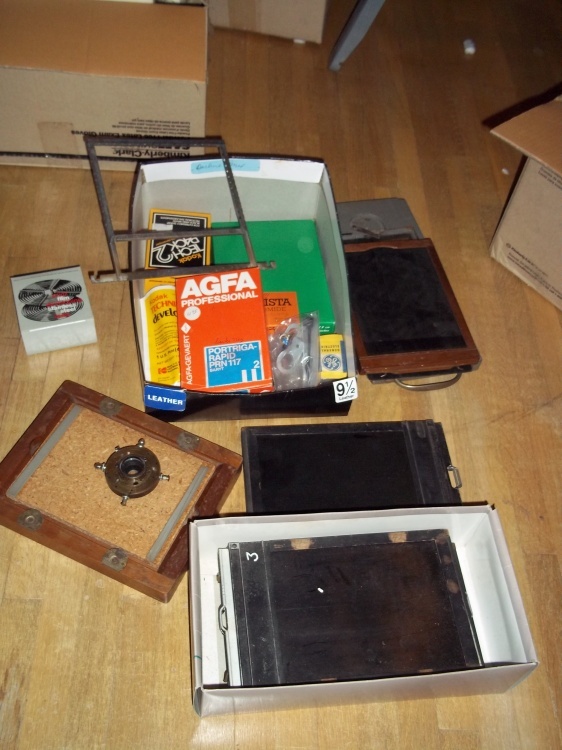 lot 405 image: Antique contact printer, film holders,
