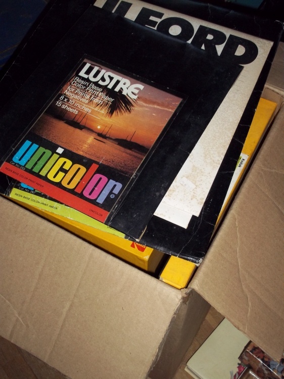 lot 412 image: Large box of photographic paper color and black & white  40 lbs plus