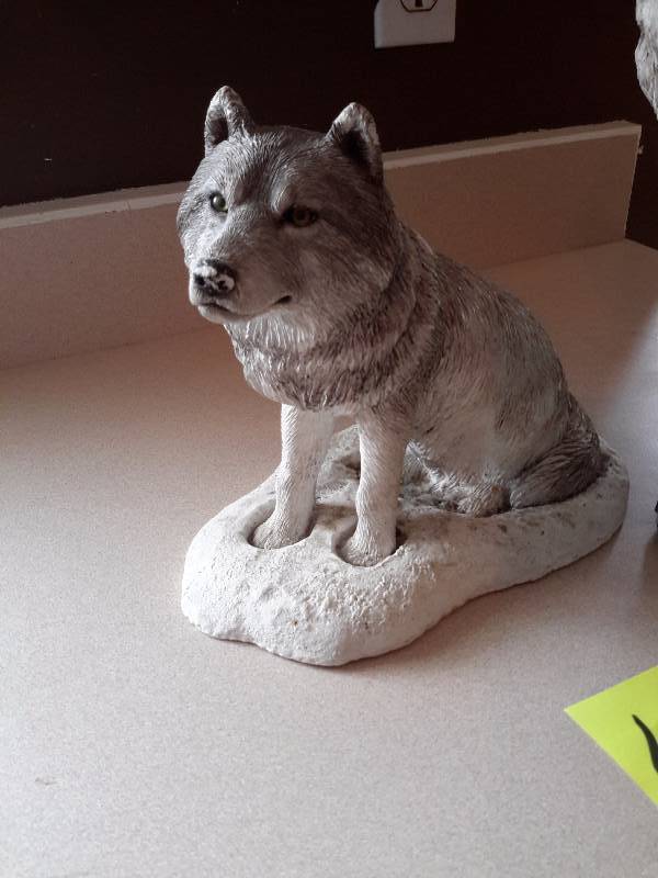 lot 42 image: Pair of SANDI Cast Hand painted Wolf Sculptures