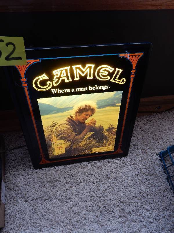 lot 52 image: CAMEL Sign. RJ Reynolds.. Has Union Label