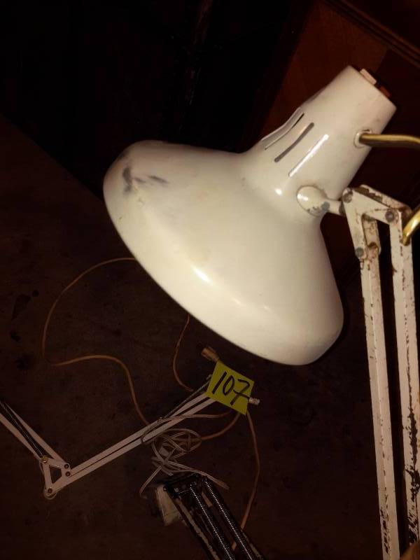 lot 107 image: 2 Metal, Folding vintage desk lamps.. Untested