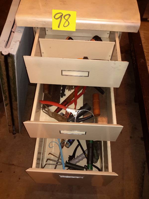 lot 98 image: Vintage folding table, Side cabinet with laminated top