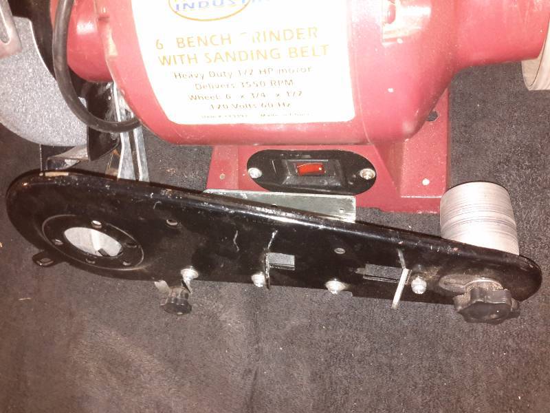 lot 114 image: Northern Industries, 6 in Bench Grinder with Sanding Belt attachment