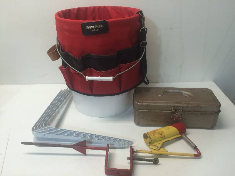 Brackets, Pail With Tool Bag, Tip Up