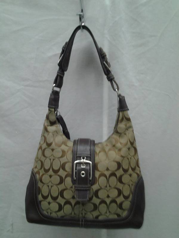 Genuine COACH Leather Trim Signature Handbag