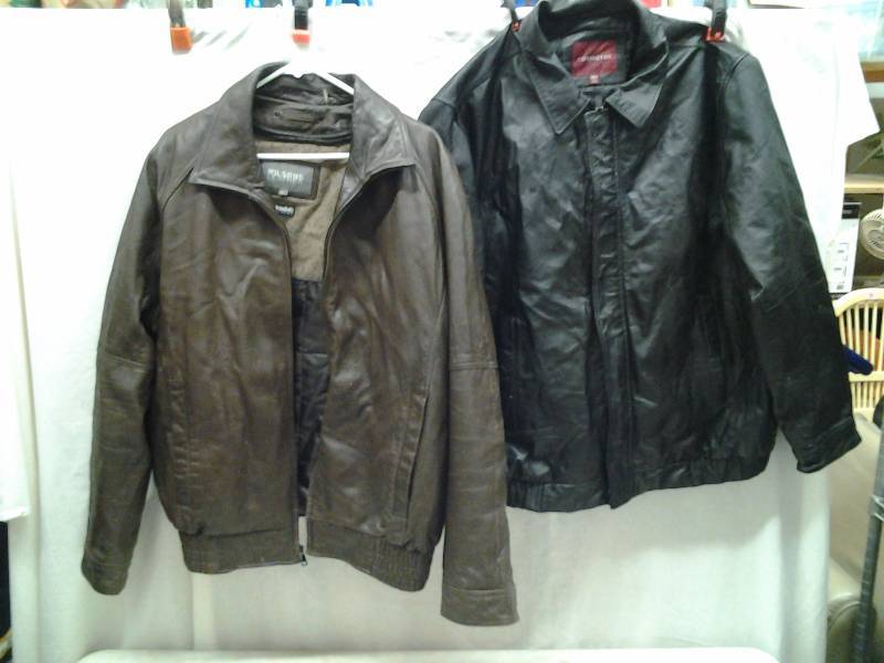 2-Mens Leather Jackets Size XL (Brown-Wilsons, Black-Covington)