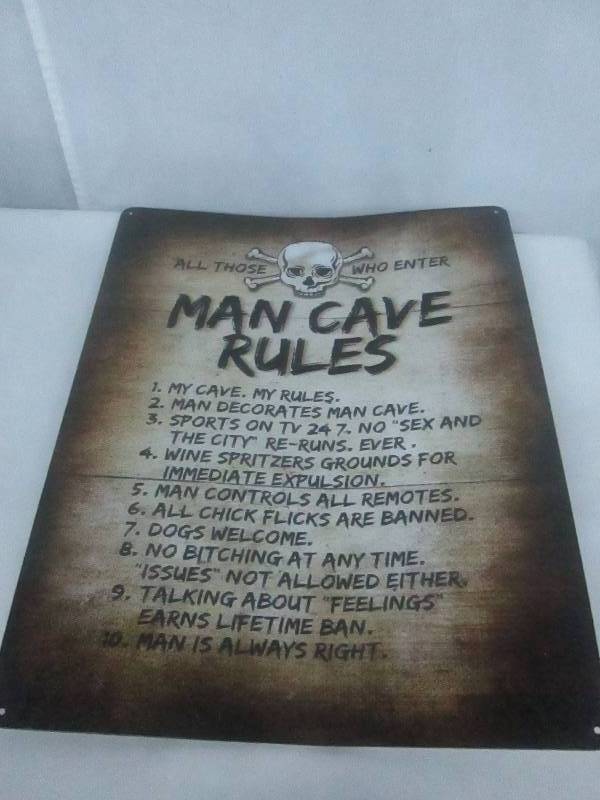 lot 77 image: Crystal Art Man Cave Rules Wall Art