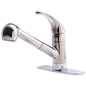 lot 29 image: Ultra Faucets 1-Handle Kitchen Faucet - Chrome
