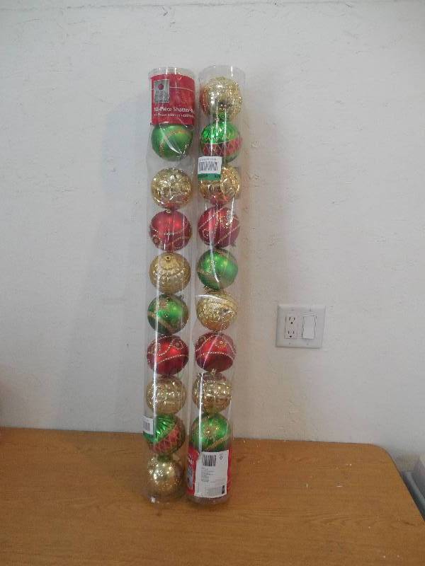 lot 24 image: (2) PACKS OF SHATTER RESISTANT ORNAMENTS BALL