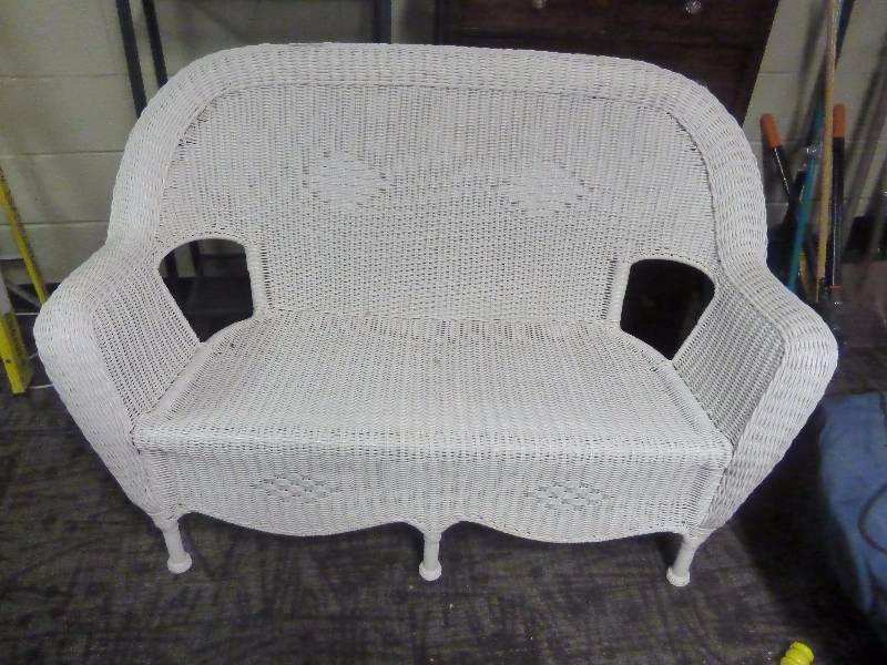 White Wicker Bench