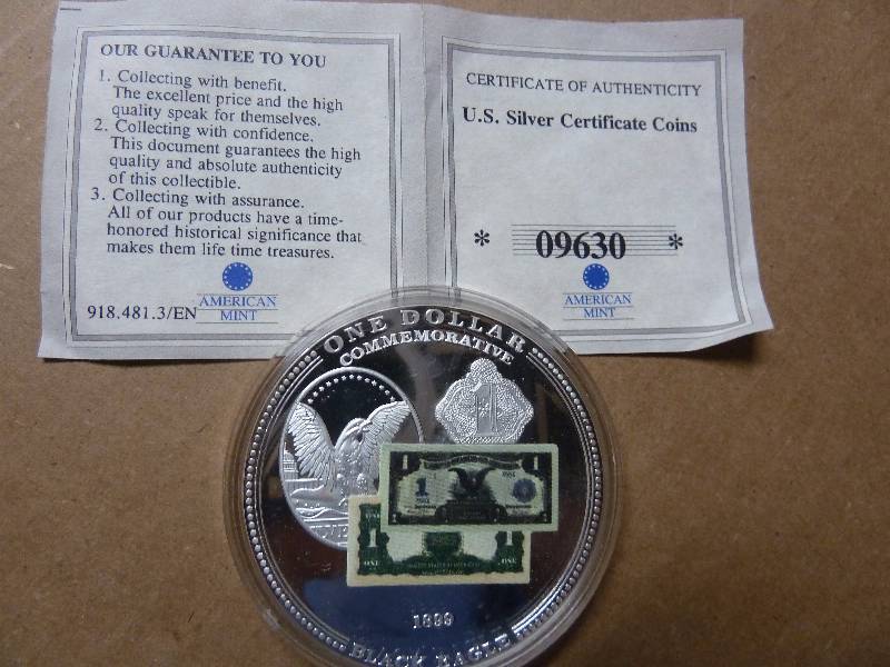 Commemorative Black Eagle $1.00 Silver Certificate Coin