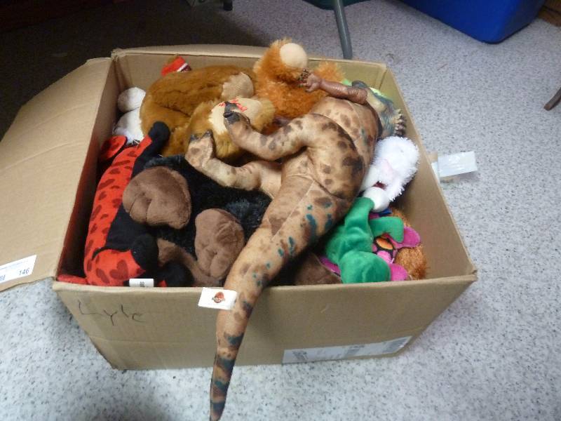Large Box of Stuffed Animals