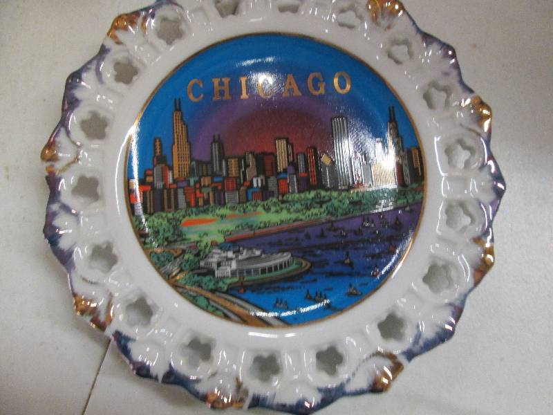 lot 34 image: 10 chicago plates  and  4 boxes ful...