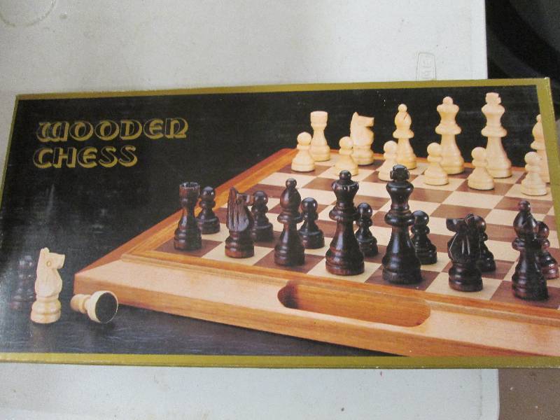 lot 103 image: 1 wooden chess game , 4 deluxe wood...