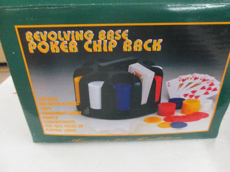 lot 250 image: revolving poker chip rack with chip...