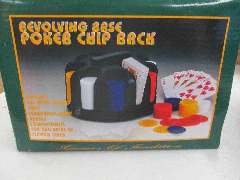 lot 252 image: revolving poker chip rack with chip...