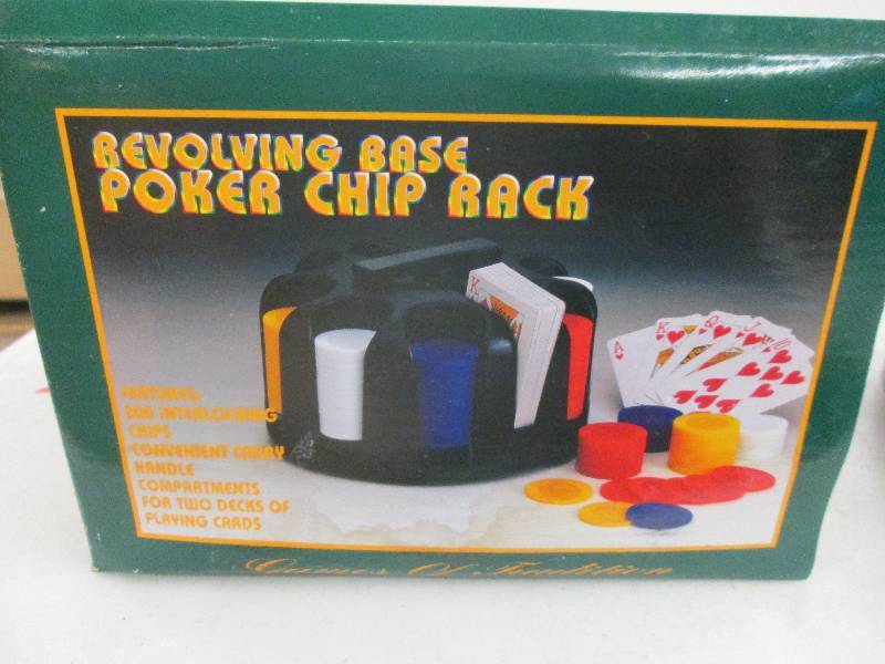 lot 254 image: revolving poker chip rack with chip...