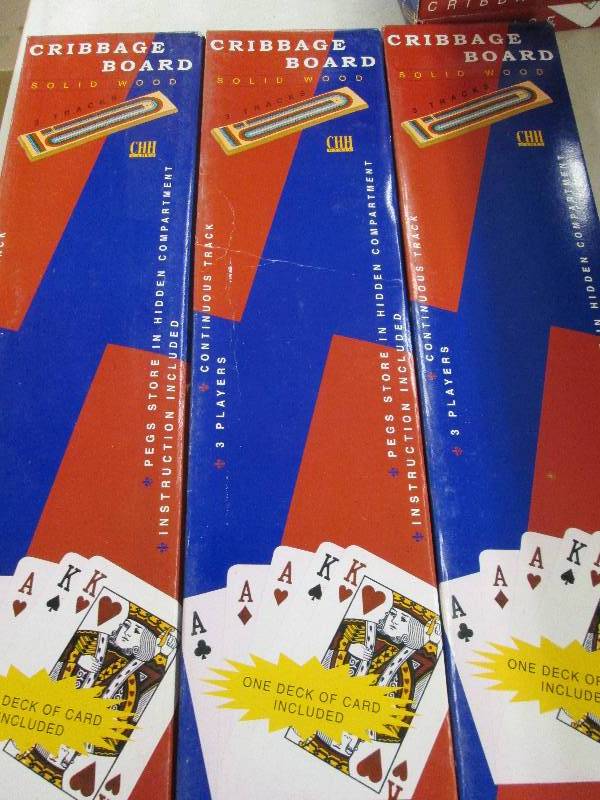 lot 264 image: 3 cribbage boards solid wood 3 trac...
