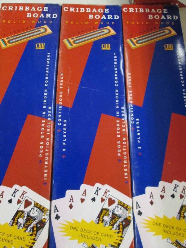 lot 266 image: 3 cribbage boards solid wood 3 trac...