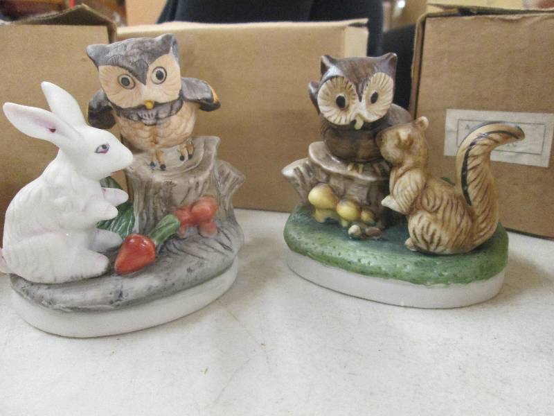 lot 328 image: 7 sets of owl, squirrel, and  bunny...