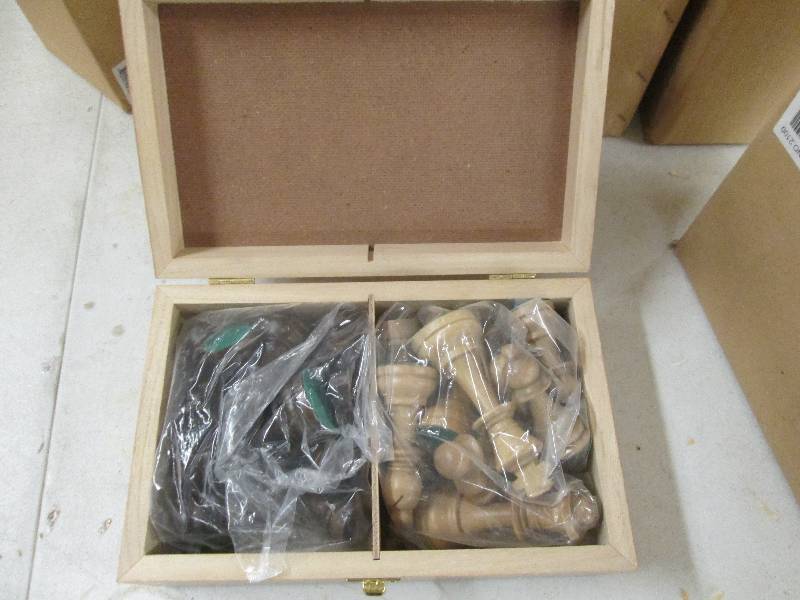 lot 380 image: brand set of chess pieces in wooden...