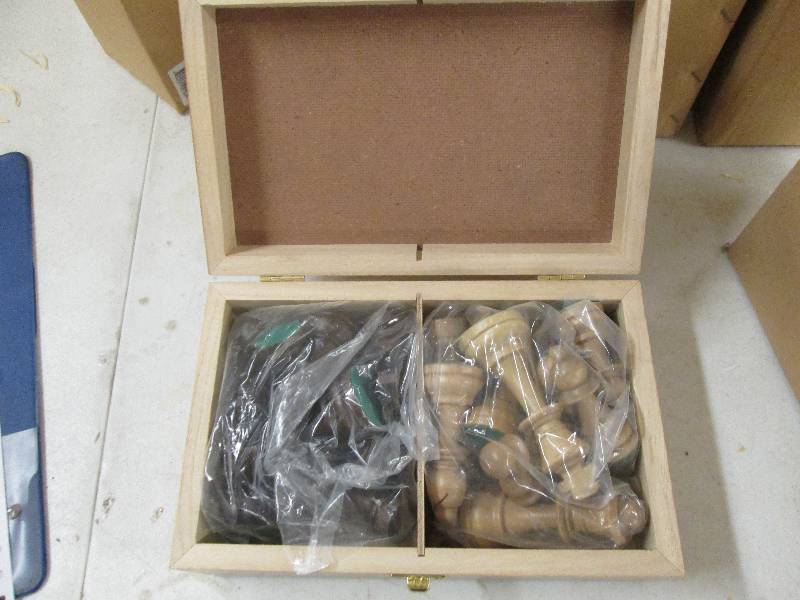lot 381 image: brand set of chess pieces in wooden...