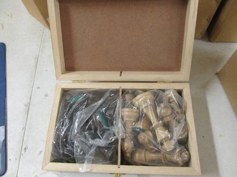 lot 382 image: brand set of chess pieces in wooden...