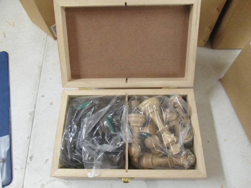 lot 383 image: brand set of chess pieces in wooden...