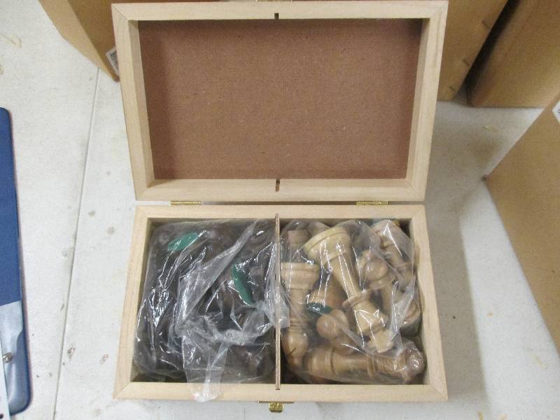 lot 384 image: brand set of chess pieces in wooden...