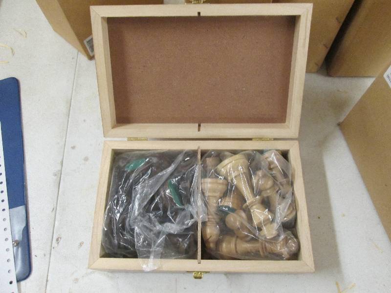 lot 386 image: brand set of chess pieces in wooden...