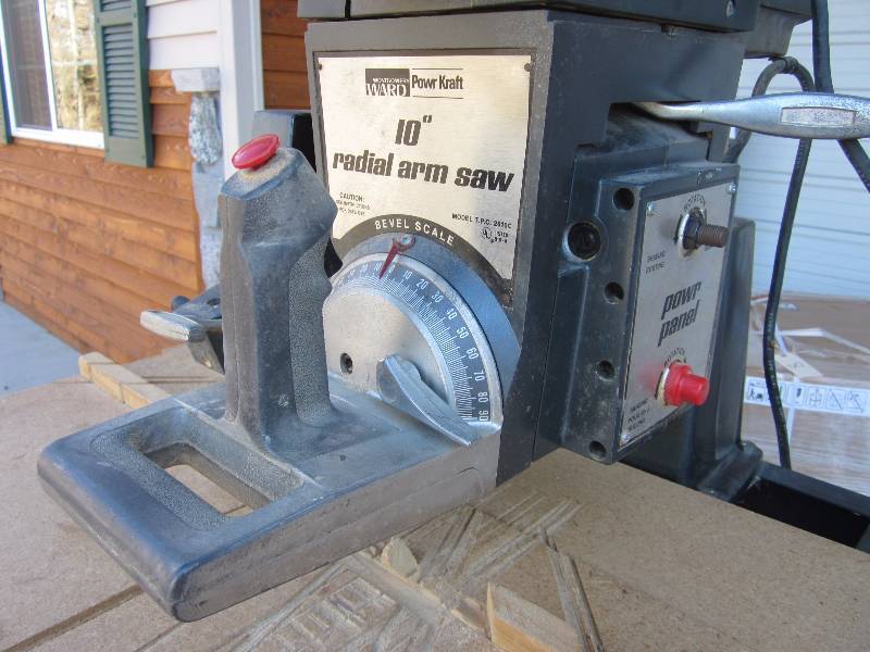 lot 18 image: Montgomery Ward Powercraft 10 Radial Arm Saw with Cabinet Stand
